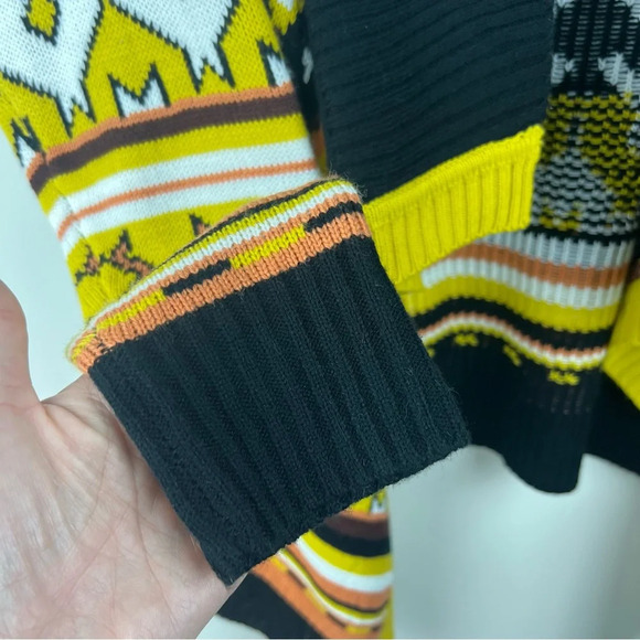 Baciano Open Knit Geometric Waterfall Cardigan Boho Southwestern Fair Isle Retro - Picture 8 of 12